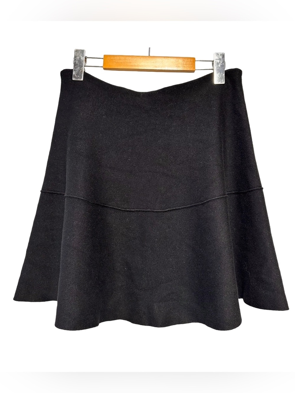 Black Ponte Skater Mini Skirt High Waisted Balletcore Coquette Flare Small